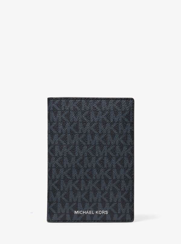 Panske Penazenky Michael Kors Logo Passport Modre - Doplnky Michael Kors Sleva | XQDWT-0589